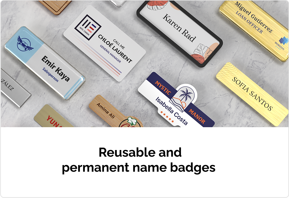 Reusable and permanent name badges