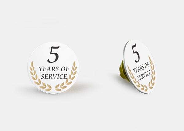 5 Years of service White lapel pin