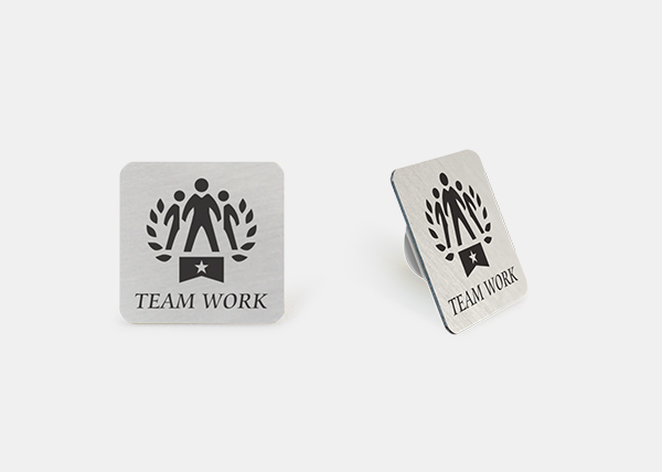 Team work silver lapel pin