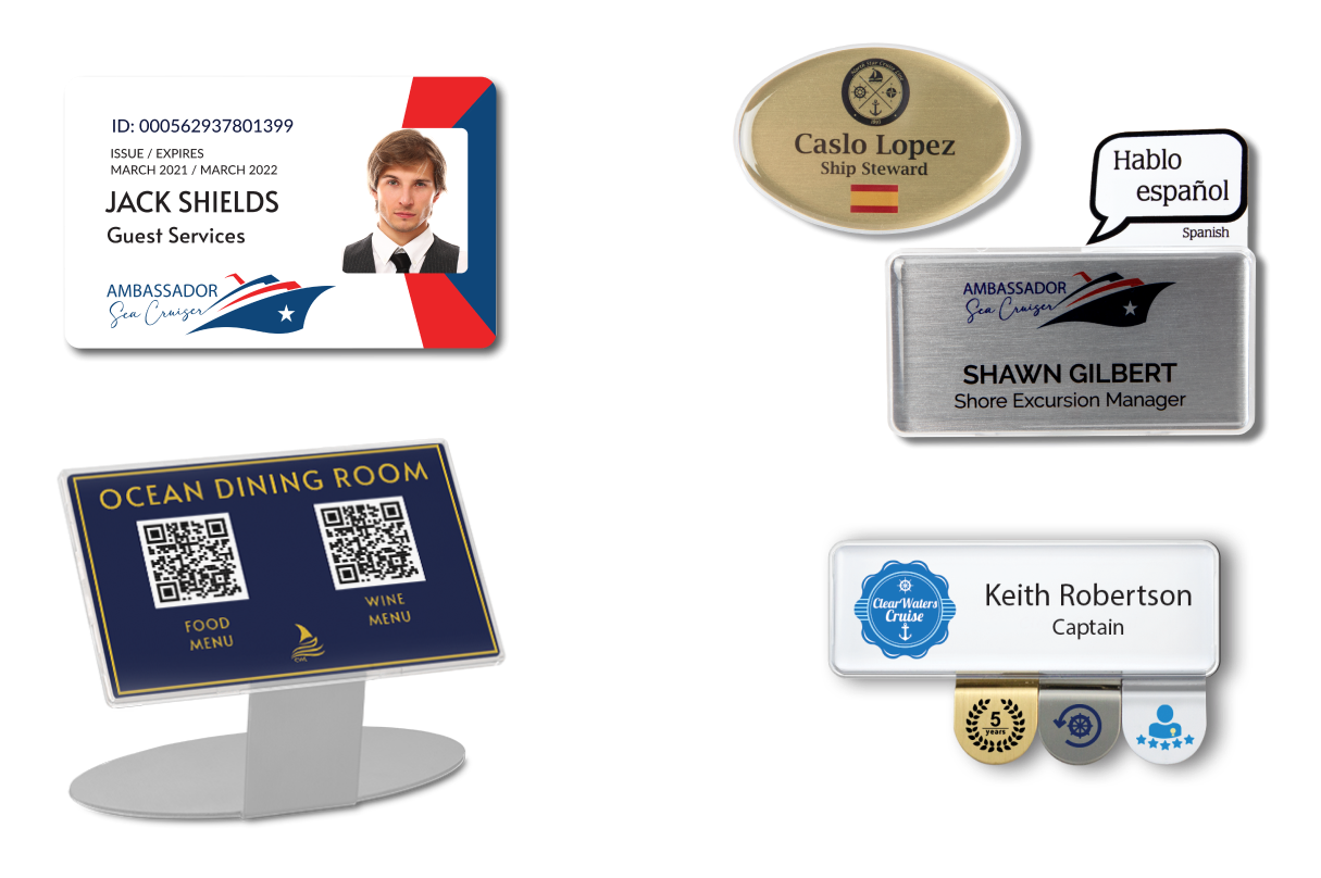 reusable badge and identification products for cruises