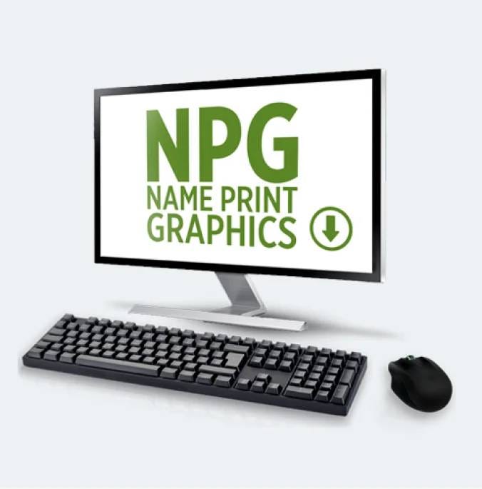 A print graphic displaying the name "NPG Name Print Graphics"