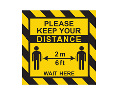 Please keep your distance 2m or 6ft social distancing floor safety sign 