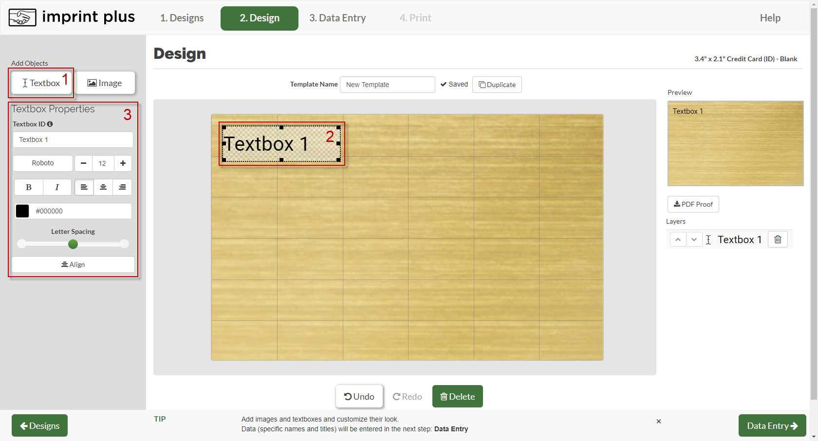 design studio textbox