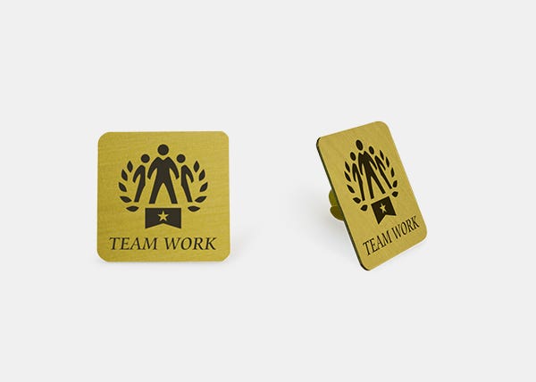 Team work gold lapel pin